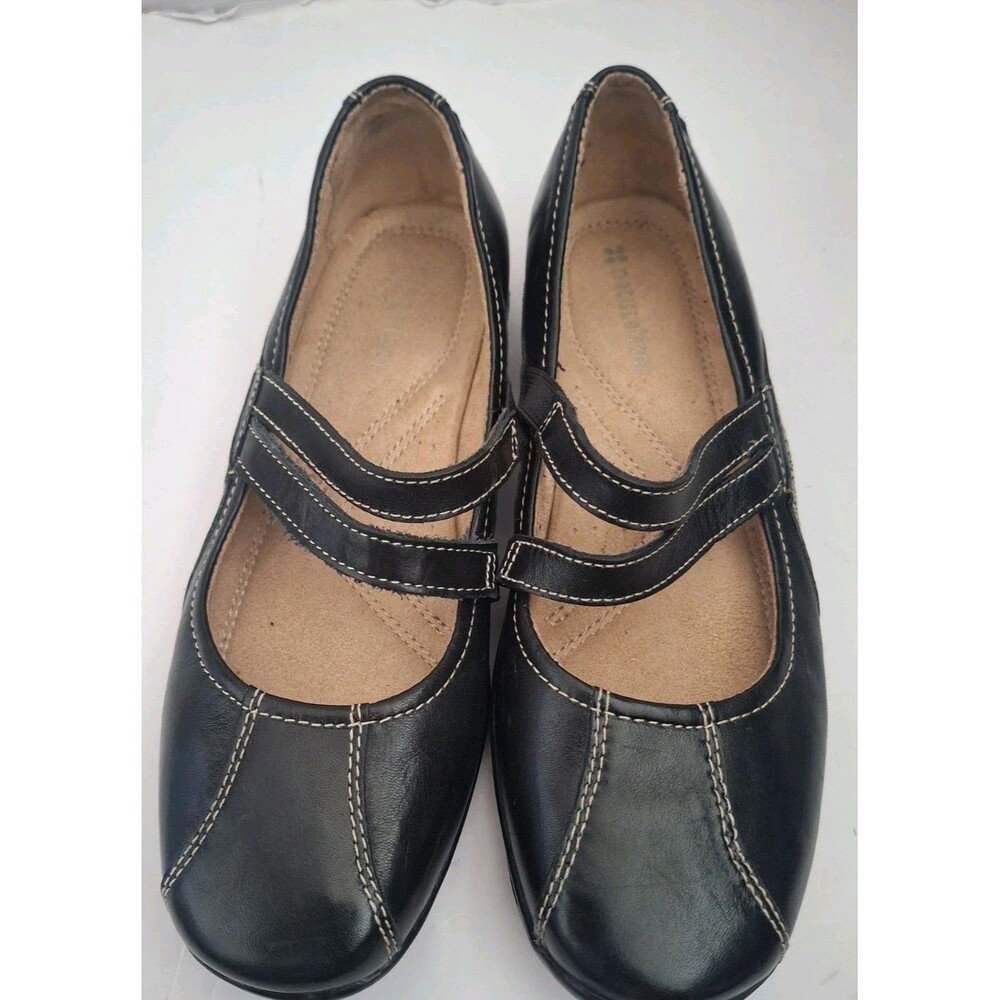 Naturalizer Women’s Black Leather Mary Jane Flats Slip-On Comfort Round Toe 5.5